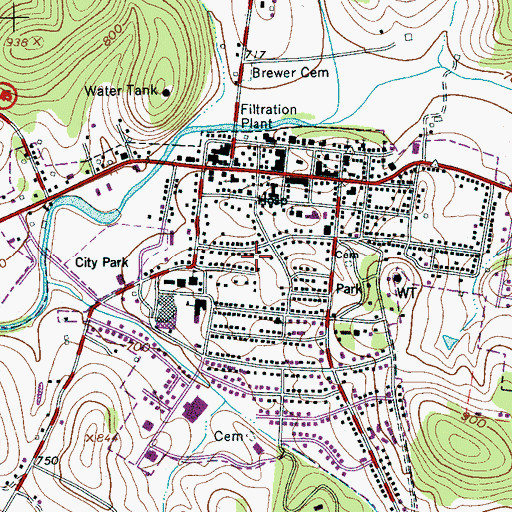 Topographic Map of Town of Woodbury, TN