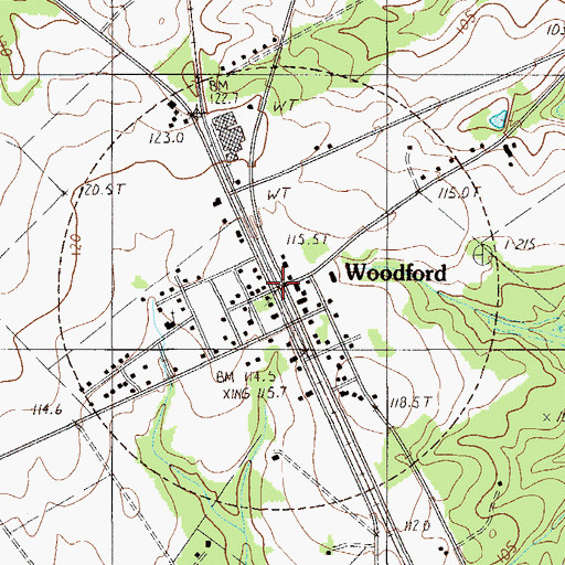 Topographic Map of Town of Woodford, SC