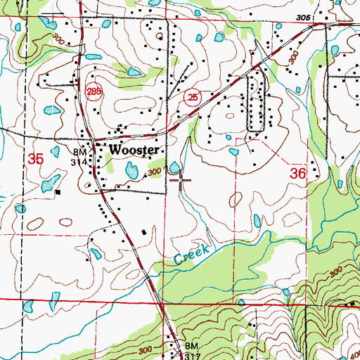Topographic Map of Town of Wooster, AR
