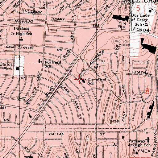 Topographic Map of Cleveland School, CA