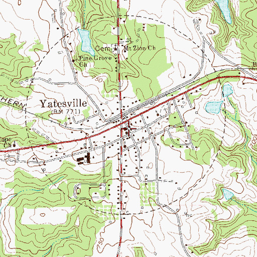 Topographic Map of Town of Yatesville, GA