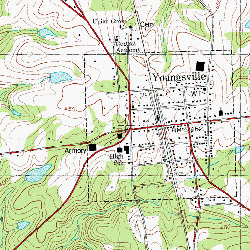 Topographic Map of Town of Youngsville, NC