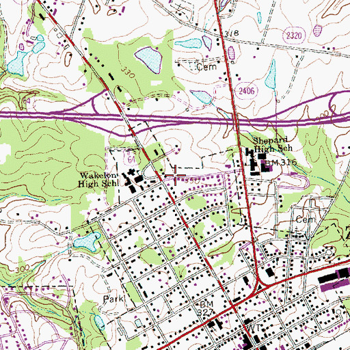 Topographic Map of Town of Zebulon, NC