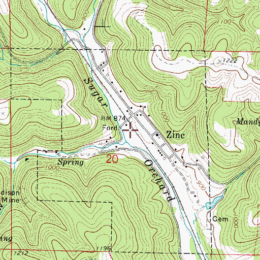 Topographic Map of Town of Zinc, AR