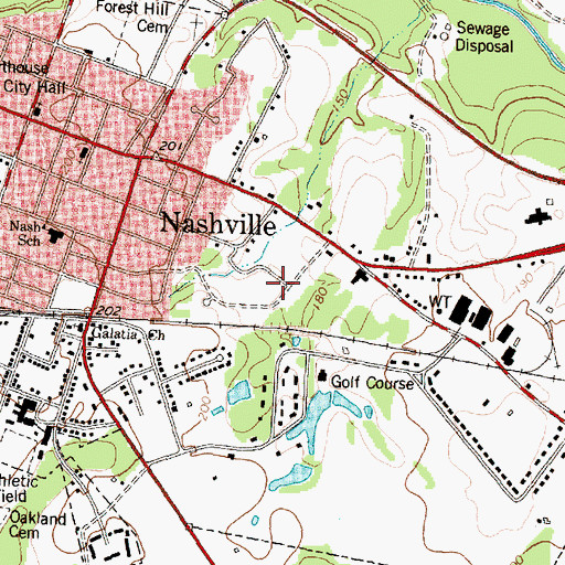 Topographic Map of Town of Nashville, NC