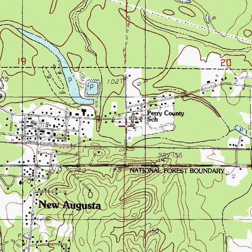Topographic Map of Town of New Augusta, MS