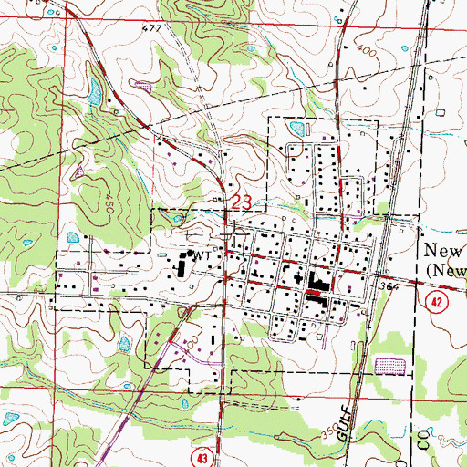 Topographic Map of Town of New Hebron, MS