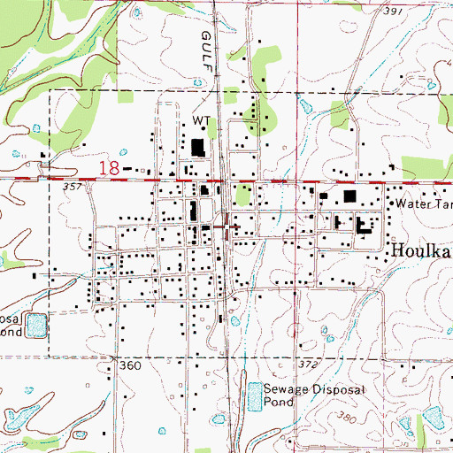 Topographic Map of Town of New Houlka, MS