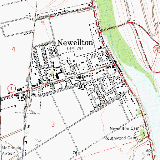 Topographic Map of Town of Newellton, LA