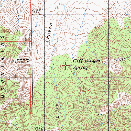 Topographic Map of Cliff Canyon Spring, CA