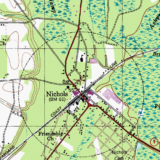 Topographic Map of Town of Nichols, SC