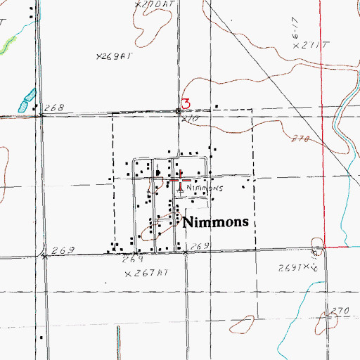 Topographic Map of Town of Nimmons, AR