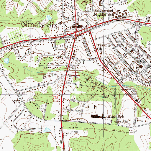 Topographic Map of Town of Ninety Six, SC