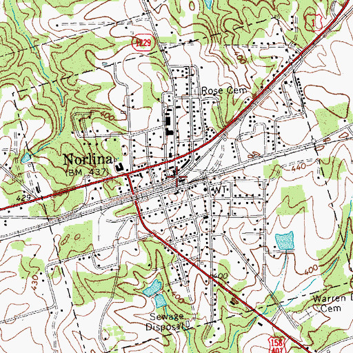 Topographic Map of Town of Norlina, NC
