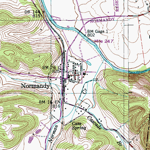 Topographic Map of Town of Normandy, TN