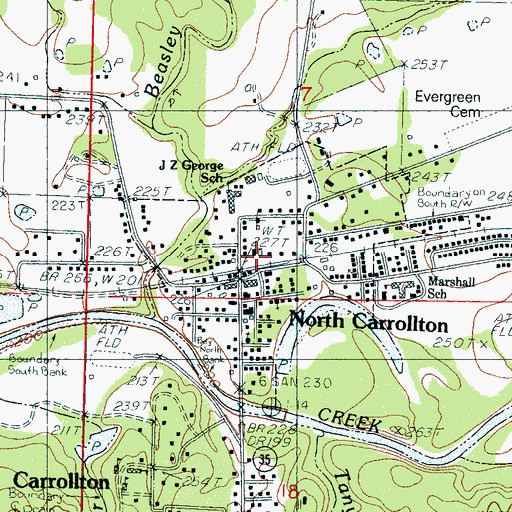 Topographic Map of Town of North Carrollton, MS