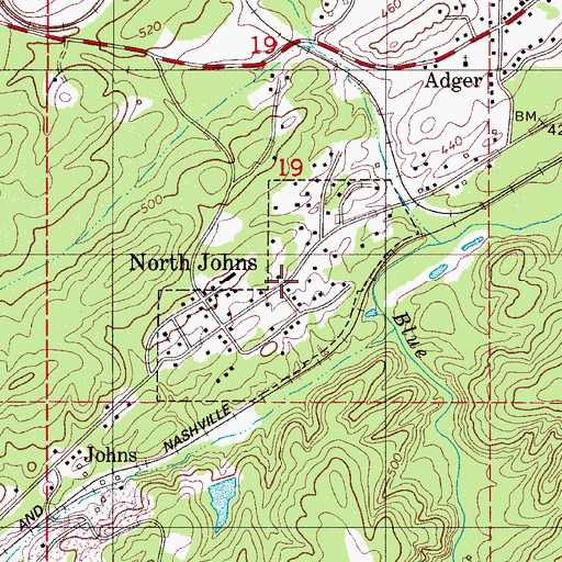 Topographic Map of Town of North Johns, AL