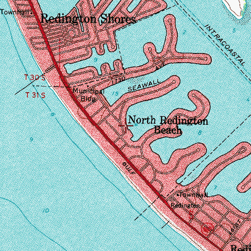 Topographic Map of Town of North Redington Beach, FL