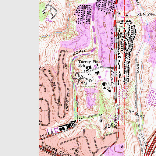 Topographic Map of Cliffridge Park, CA