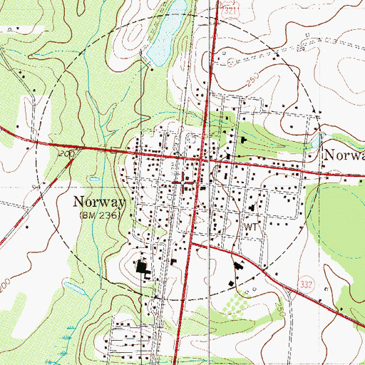 Topographic Map of Town of Norway, SC
