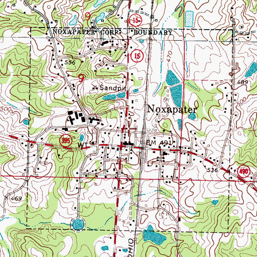 Topographic Map of Town of Noxapater, MS
