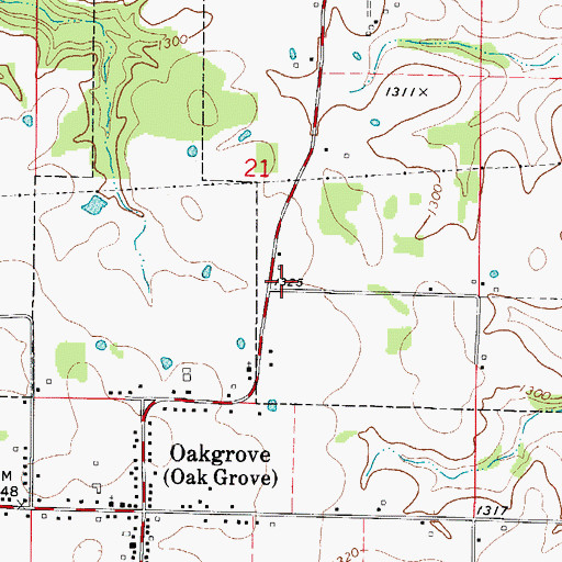 Topographic Map of Town of Oak Grove, AR