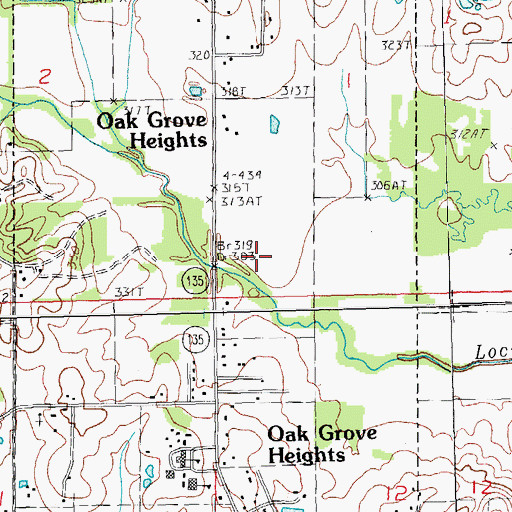 Topographic Map of Town of Oak Grove Heights, AR