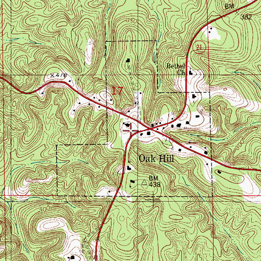 Topographic Map of Town of Oak Hill, AL