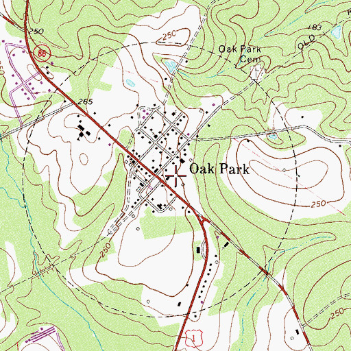 Topographic Map of Town of Oak Park, GA