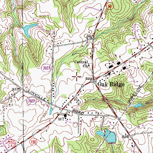 Topographic Map of Town of Oak Ridge, NC