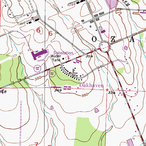 Topographic Map of Town of Oakhaven, AR