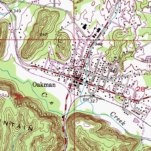 Topographic Map of Town of Oakman, AL
