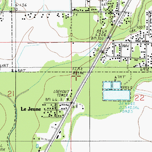 Topographic Map of Town of Oberlin, LA