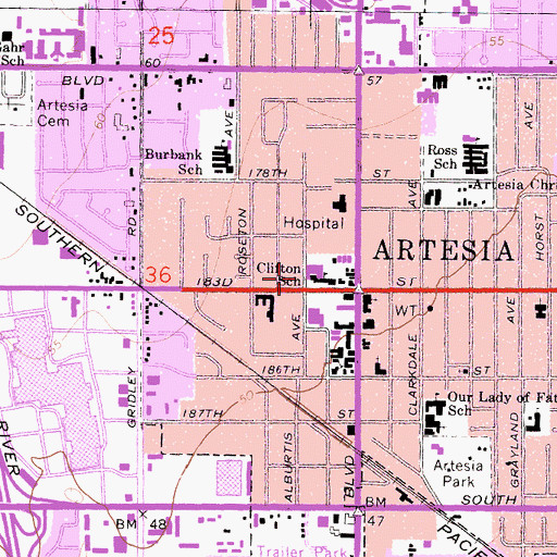 Topographic Map of Clifton School, CA