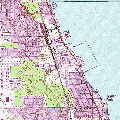 Topographic Map of Town of Ocean Breeze Park, FL