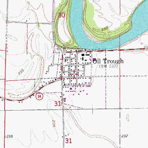 Topographic Map of Town of Oil Trough, AR