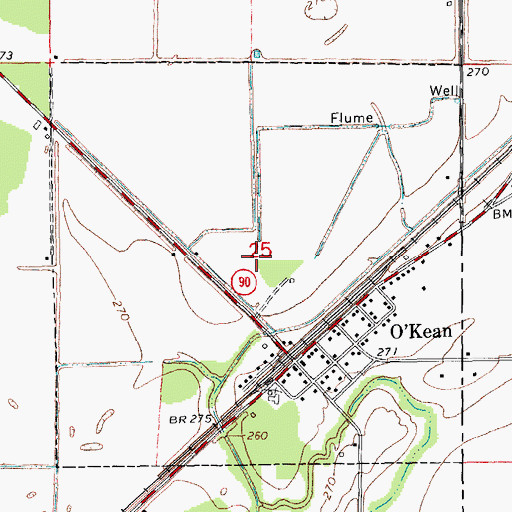 Topographic Map of Town of O'Kean, AR