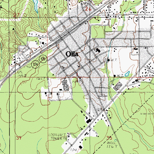 Topographic Map of Town of Olla, LA