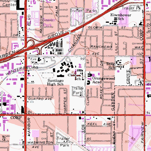 Topographic Map of Clinton - Mendenhall Elementary School, CA