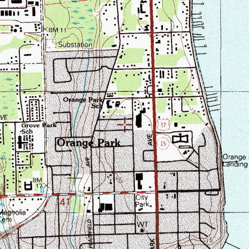 Topographic Map of Town of Orange Park, FL