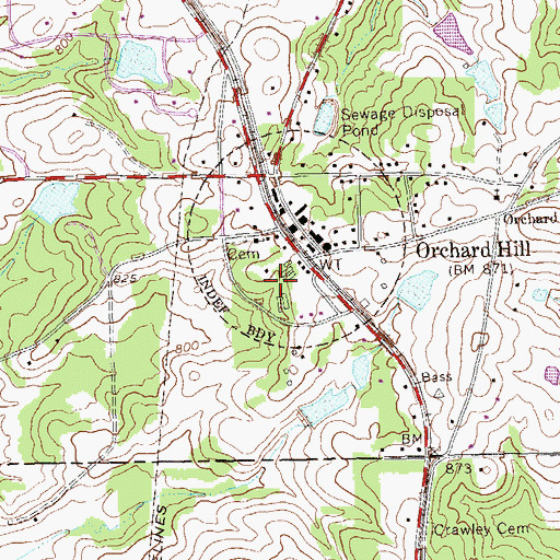 Topographic Map of Town of Orchard Hill, GA