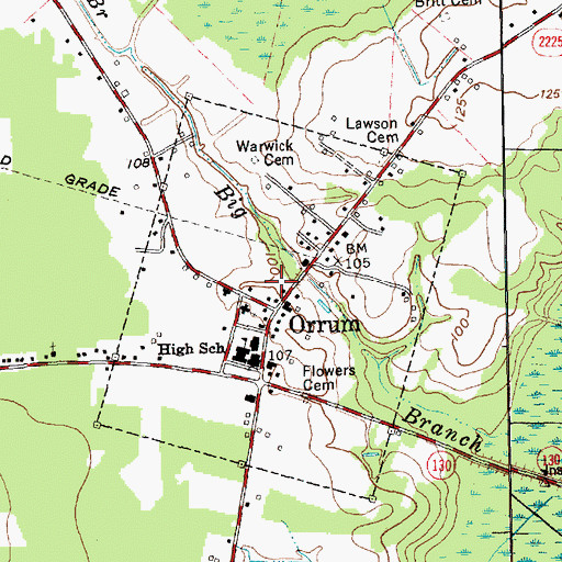 Topographic Map of Town of Orrum, NC