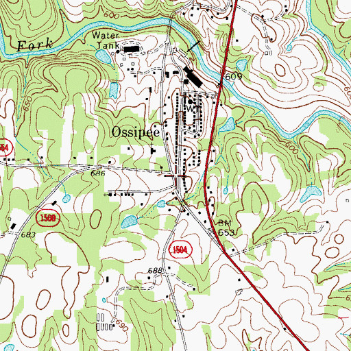 Topographic Map of Town of Ossipee, NC