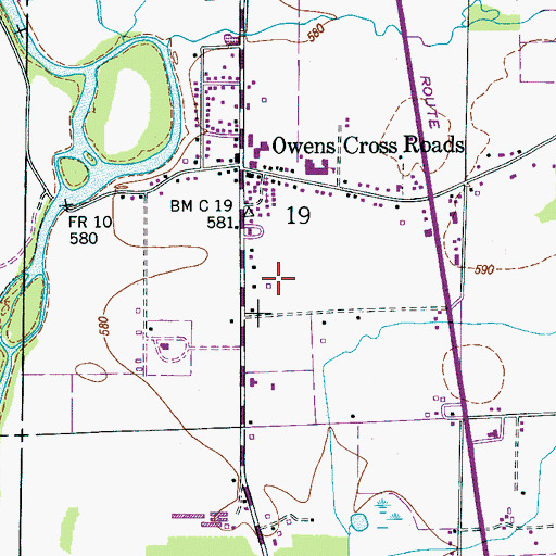 Topographic Map of Town of Owens Cross Roads, AL
