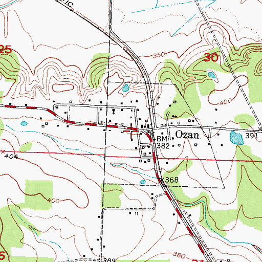 Topographic Map of Town of Ozan, AR
