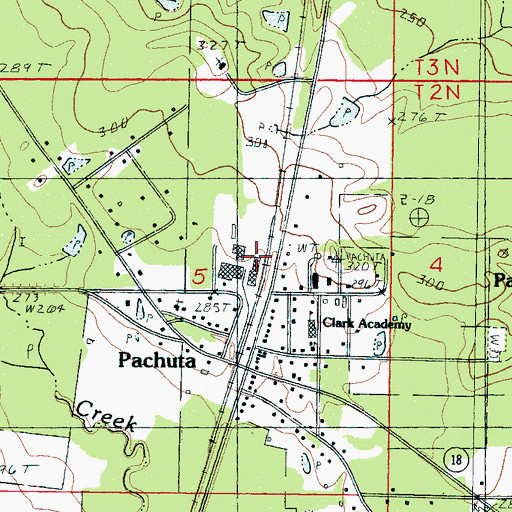 Topographic Map of Town of Pachuta, MS