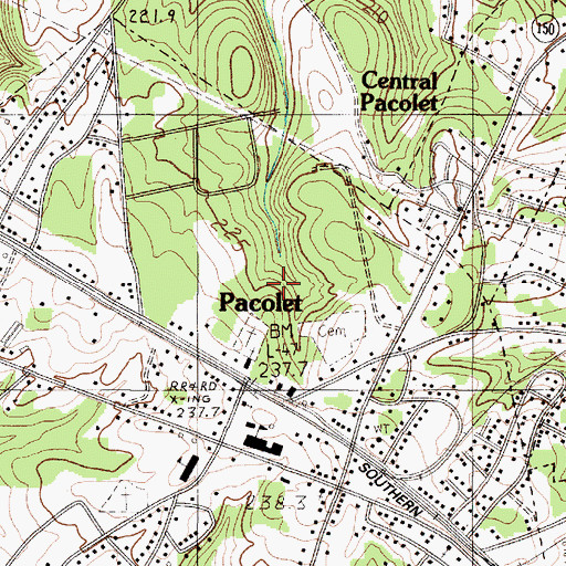 Topographic Map of Town of Pacolet, SC