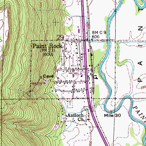 Topographic Map of Town of Paint Rock, AL