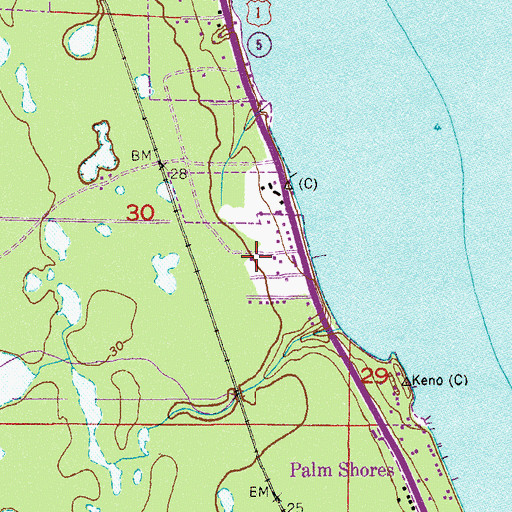 Topographic Map of Town of Palm Shores, FL