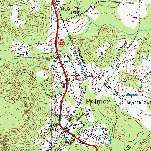 Topographic Map of Town of Palmer, TN